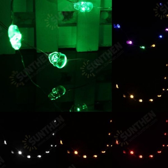 2M 20 LED Skull Style Battery Operated Xmas String Fairy Lights Party Wedding Christmas Decor