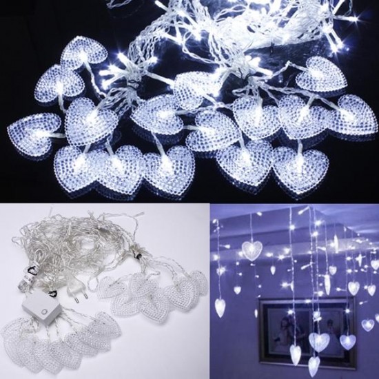 2M White 16 Hearts 104 LED String Fairy HoliDay Lights For Party Xmas