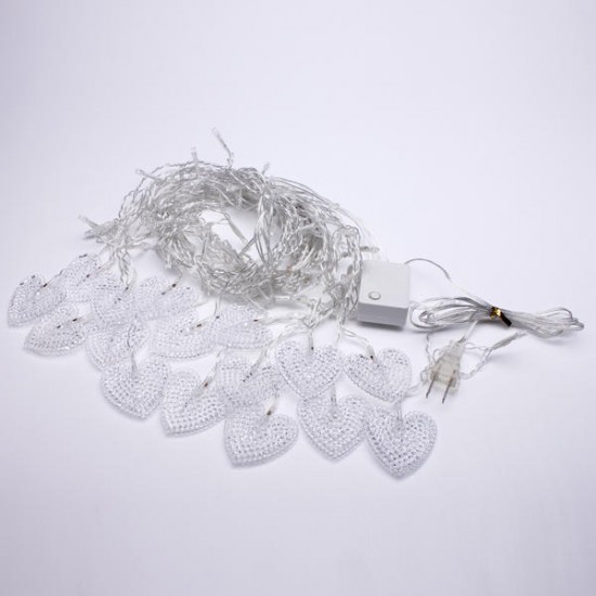 2M White 16 Hearts 104 LED String Fairy HoliDay Lights For Party Xmas