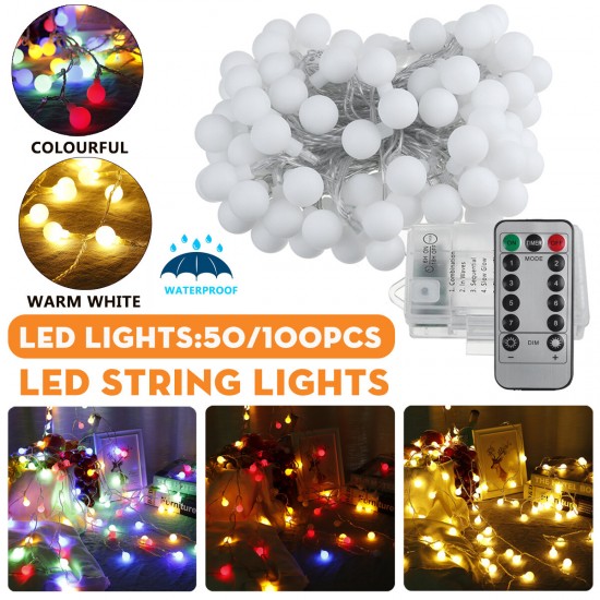 2M/5M/10M Battery Powered LED String Light 8 Modes Globe Bulb Ball Fairy Lamp For Patio Outdoor Garden Christmas Party Decor