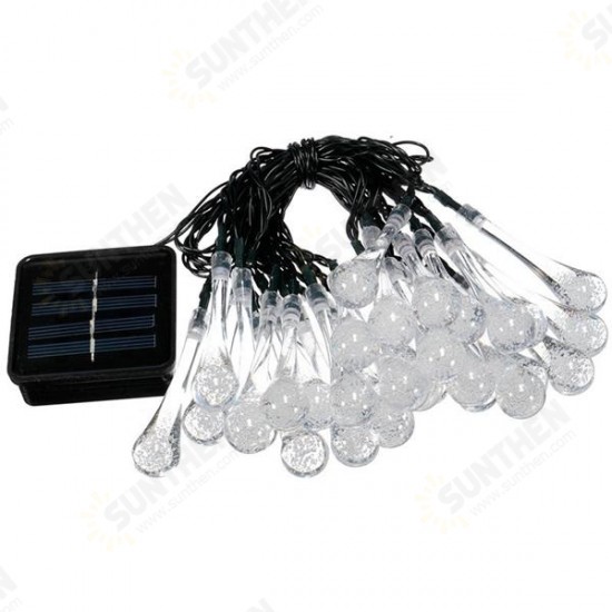 30 LED Solar Powered Raindrop Fairy String Light Outdoor Xmas Wedding Garden Party Decor