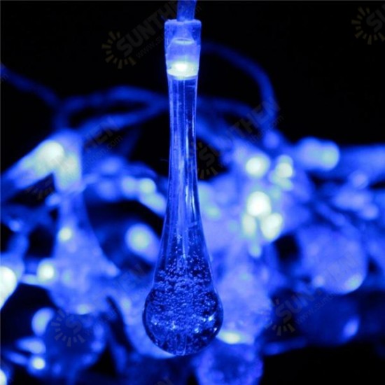 30 LED Solar Powered Raindrop Fairy String Light Outdoor Xmas Wedding Garden Party Decor