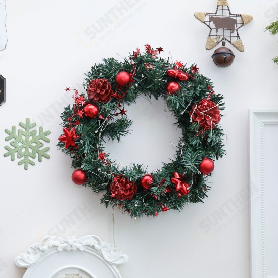 30cm Diameter Christmas Wreath Decoration Light Christmas Wreath Garland Battery Box