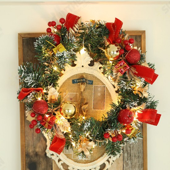 30cm Diameter Christmas Wreath Decoration Light Christmas Wreath Garland Battery Box