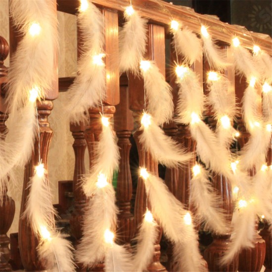 3*2M 3*3M Feather Copper Wire 8 Modes LED Curtain String Light USB Lamp for Room Party Decoration