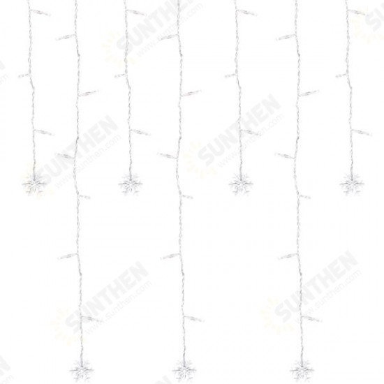 3.5M 100LED Snowflake Ice Curtain String Fairy Lights Xmas Party Wedding Decor 110V