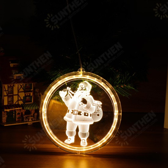 3D USB Window Hanging Santa Claus LED String Fairy Light Christmas Holiday Lamp Party Decorations