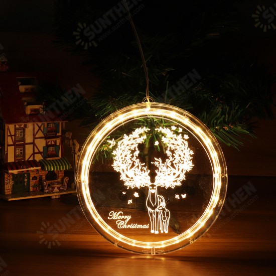 3D USB Window Hanging Santa Claus LED String Fairy Light Christmas Holiday Lamp Party Decorations