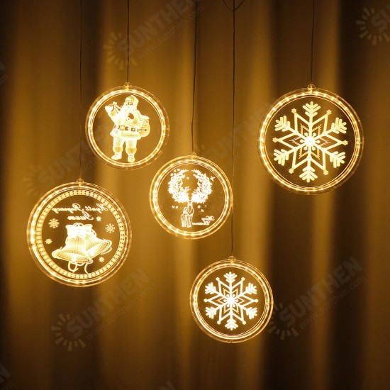 3D USB Window Hanging Santa Claus LED String Fairy Light Christmas Holiday Lamp Party Decorations