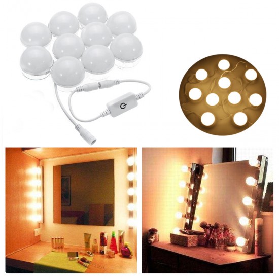 3M Dimmable Hollywood Style Yellow White LED Vanity Mirror Lights for Makeup Dressing Table DC12V