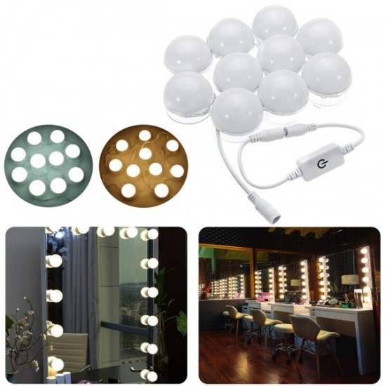 3M Dimmable Hollywood Style Yellow White LED Vanity Mirror Lights for Makeup Dressing Table DC12V