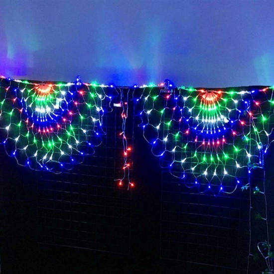 3M EU Plug 444LEDs Peacock Net Mesh Fairy String Light Outdoor Curtain Lamp Holiday Christmas Home Decor