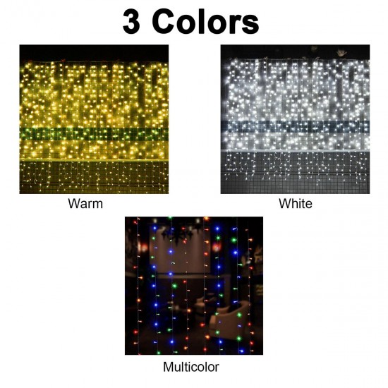 3M*1M 3M*3M USB LED Curtain Window String Light with Hook Up Icicle Garland Christmas Wedding Lamp Decor