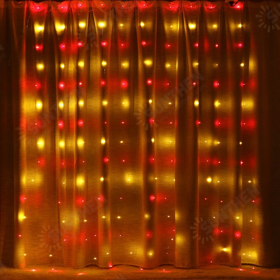 3M*3M Hanging 300LED Curtain Fairy String Light 8 Modes Outdoor Wedding Party Wall Decor Lamp DC5V