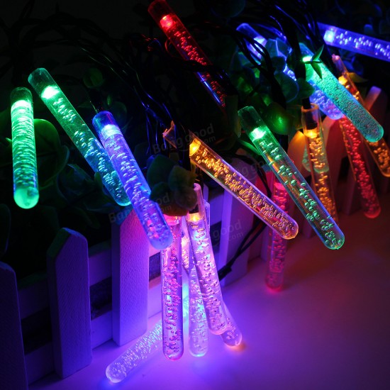 4.8M 20 LED Bubble Icicle Fairy String Light Solar Power Christmas Party Lamp