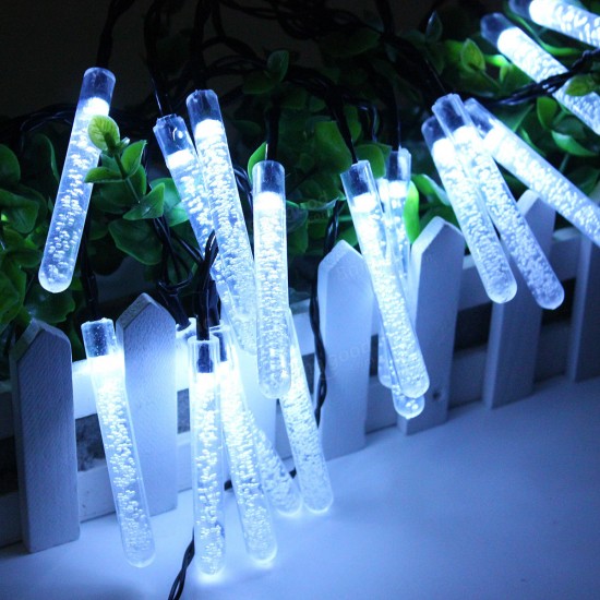 4.8M 20 LED Bubble Icicle Fairy String Light Solar Power Christmas Party Lamp