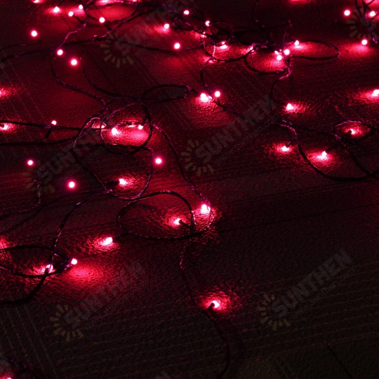 50M 220V EU Plug 8 Modes Red Pink LED Fairy String Light Holiday Lamp for Party Festival with Controller