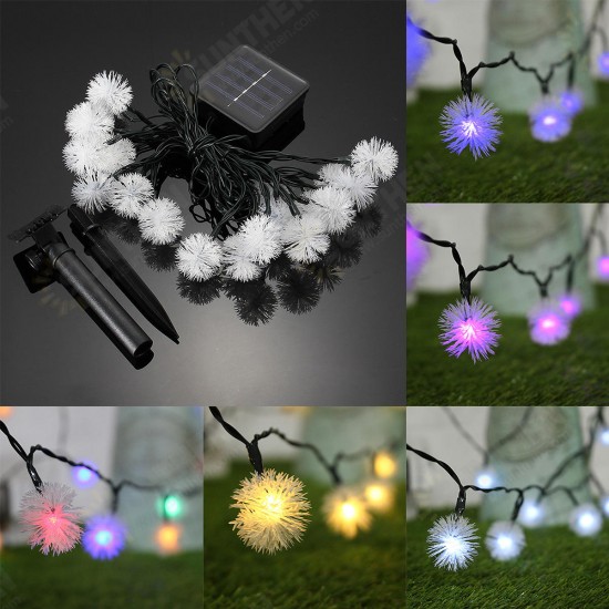 5M 20LED Dandelion Ball Solar Christmas Party Decor Outdoor Fairy String Light Lamp