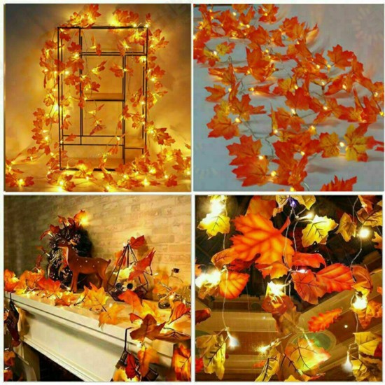 5m Fall Maple Leaf Garland 20 LED Maple Leaves Fairy Lights Maple Leaf String Light