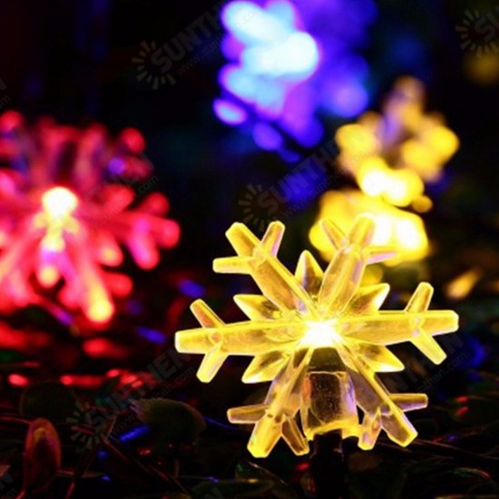 6.5m 30 LED Solar Powered Snowflake String Light Christmas Tree Outdoor Decor