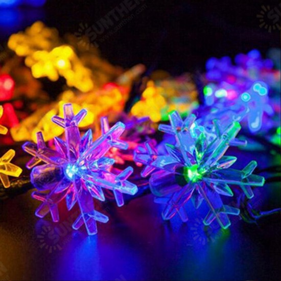 6.5m 30 LED Solar Powered Snowflake String Light Christmas Tree Outdoor Decor