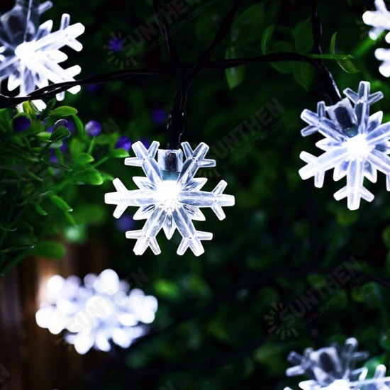 6.5m 30 LED Solar Powered Snowflake String Light Christmas Tree Outdoor Decor