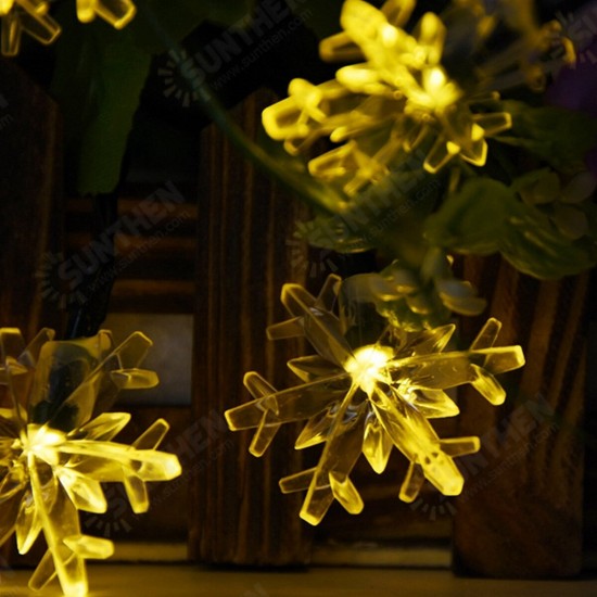 6.5m 30 LED Solar Powered Snowflake String Light Christmas Tree Outdoor Decor