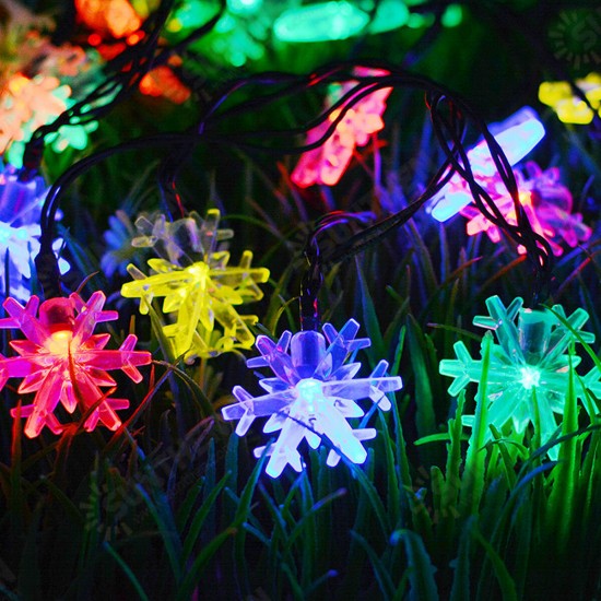 6.5m 30 LED Solar Powered Snowflake String Light Christmas Tree Outdoor Decor