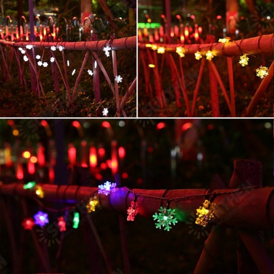 6.5m 30 LED Solar Powered Snowflake String Light Christmas Tree Outdoor Decor