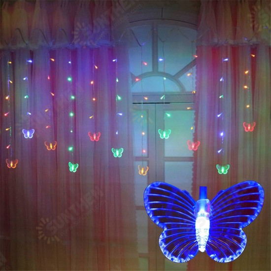 96 LED Butterfly String Curtain Lights Colorful Wedding Waterproof Lamp 8 Modes