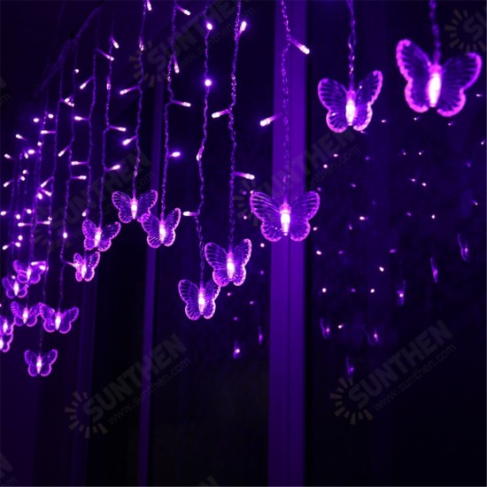 96 LED Butterfly String Curtain Lights Colorful Wedding Waterproof Lamp 8 Modes