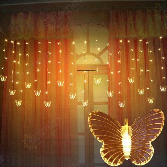 96 LED Butterfly String Curtain Lights Colorful Wedding Waterproof Lamp 8 Modes