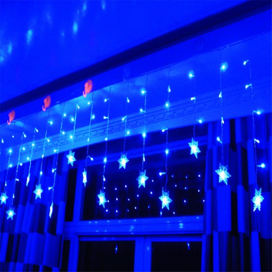 96 LED Snowflake String Curtain Window Lights Colorful Wedding Lamp 8 Modes