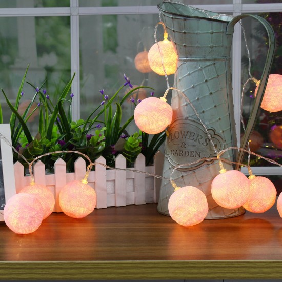 Battery Operated 20LEDs Warm White Cotton Ball Fairy String Light for Wedding Christmas DC4.5V