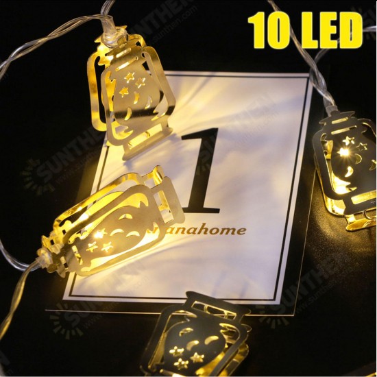 Battery Operated Golden Fanoos Lantern 10 LED String Fairy Holiday Light for Party Home Decoration