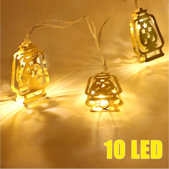 Battery Operated Golden Fanoos Lantern 10 LED String Fairy Holiday Light for Party Home Decoration