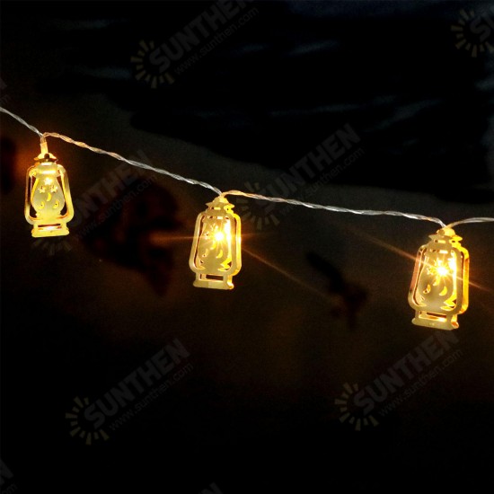 Battery Operated Golden Fanoos Lantern 10 LED String Fairy Holiday Light for Party Home Decoration