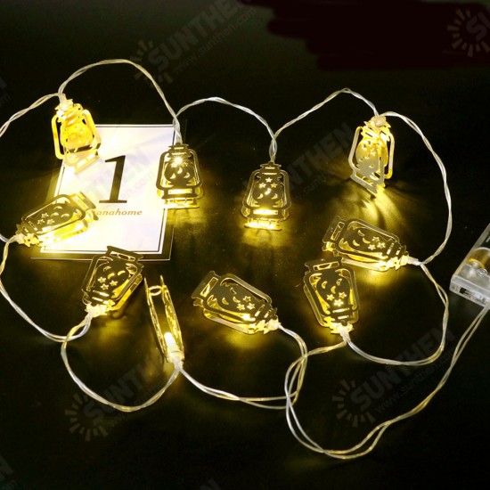 Battery Operated Golden Fanoos Lantern 10 LED String Fairy Holiday Light for Party Home Decoration