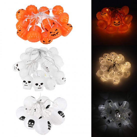 Battery Operated Skeleton Lantern Pumpkin Skull String Light LED for Halloween Party Christmas Decor