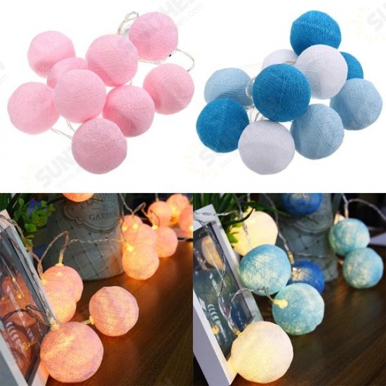 Battery Powered 10LEDs Warm White Cotton Ball Fairy String Light For Wedding Christmas DC3V