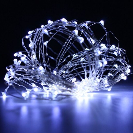 Battery Powered 10M 100LEDs Waterproof Silver Wire String Light For Wedding Party Decor