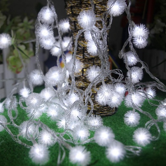 Battery Powered 10M 2.4W Snow Ball 80LED Holiday String Light Party Christmas Wedding Decor DC4.5V