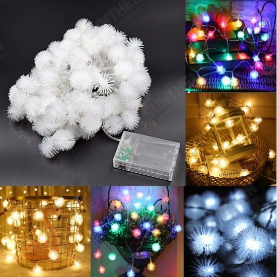 Battery Powered 10M 2.4W Snow Ball 80LED Holiday String Light Party Christmas Wedding Decor DC4.5V