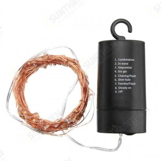 Battery Powered 10M Waterproof Copper Wire Black Shell Fairy String Light For Christmas Wedding