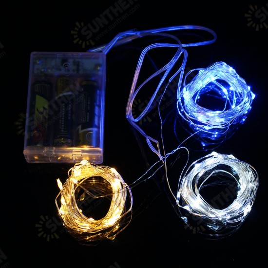 Battery Powered 10M Waterproof Four Modes Optional Silver Wire Fairy String Lights For Xmas Party