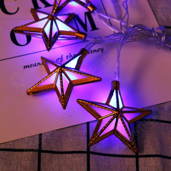 Battery Powered 10PCS Moon Star Shape Eid Ramadan LED String Light Indoor Home Party Decor