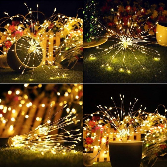Battery Powered 150/180LED 8 Modes DIY Firework String Christmas Light with 13 Keys Remote Control