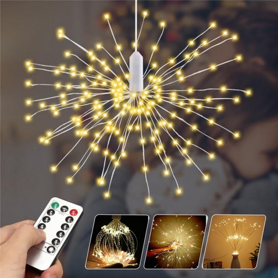 Battery Powered 150/180LED 8 Modes DIY Firework String Christmas Light with 13 Keys Remote Control