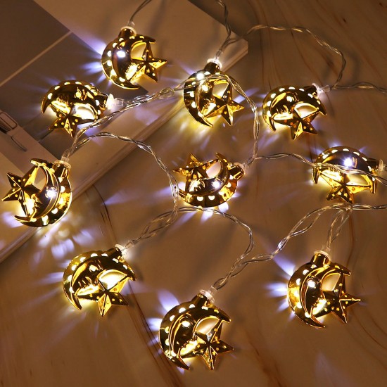 Battery Powered 1.65M Moon Star 10LED Fairy String Light for Holiday Christmas Party Wedding Home Decoration