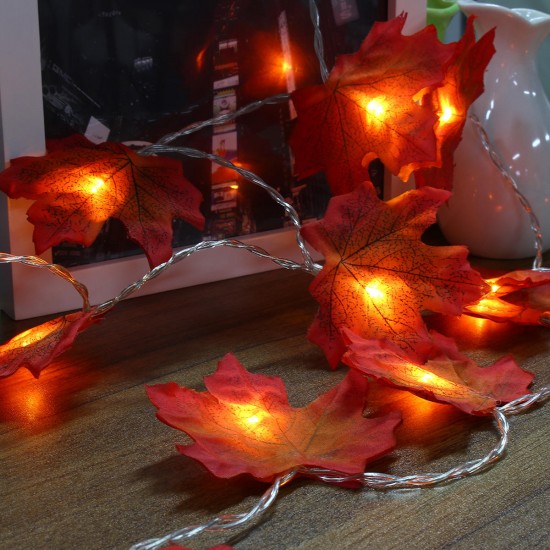 Battery Powered 2.3M 20LEDs Warm White Pure White Fall Leaves Indoor Fairy String Light for Party